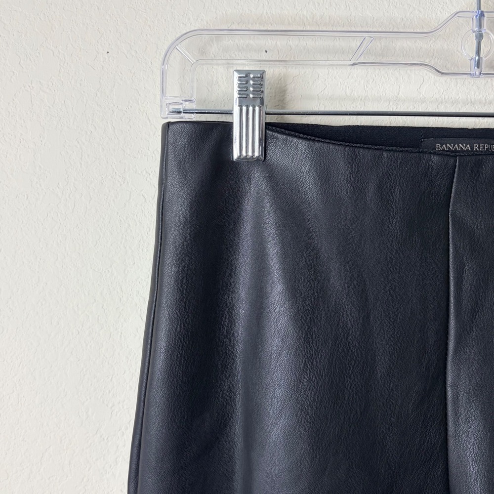 Banana Republic Black Vegan Faux Leather Devon High Rise Slim Pants 4 Edgy Chic - Picture 5 of 8